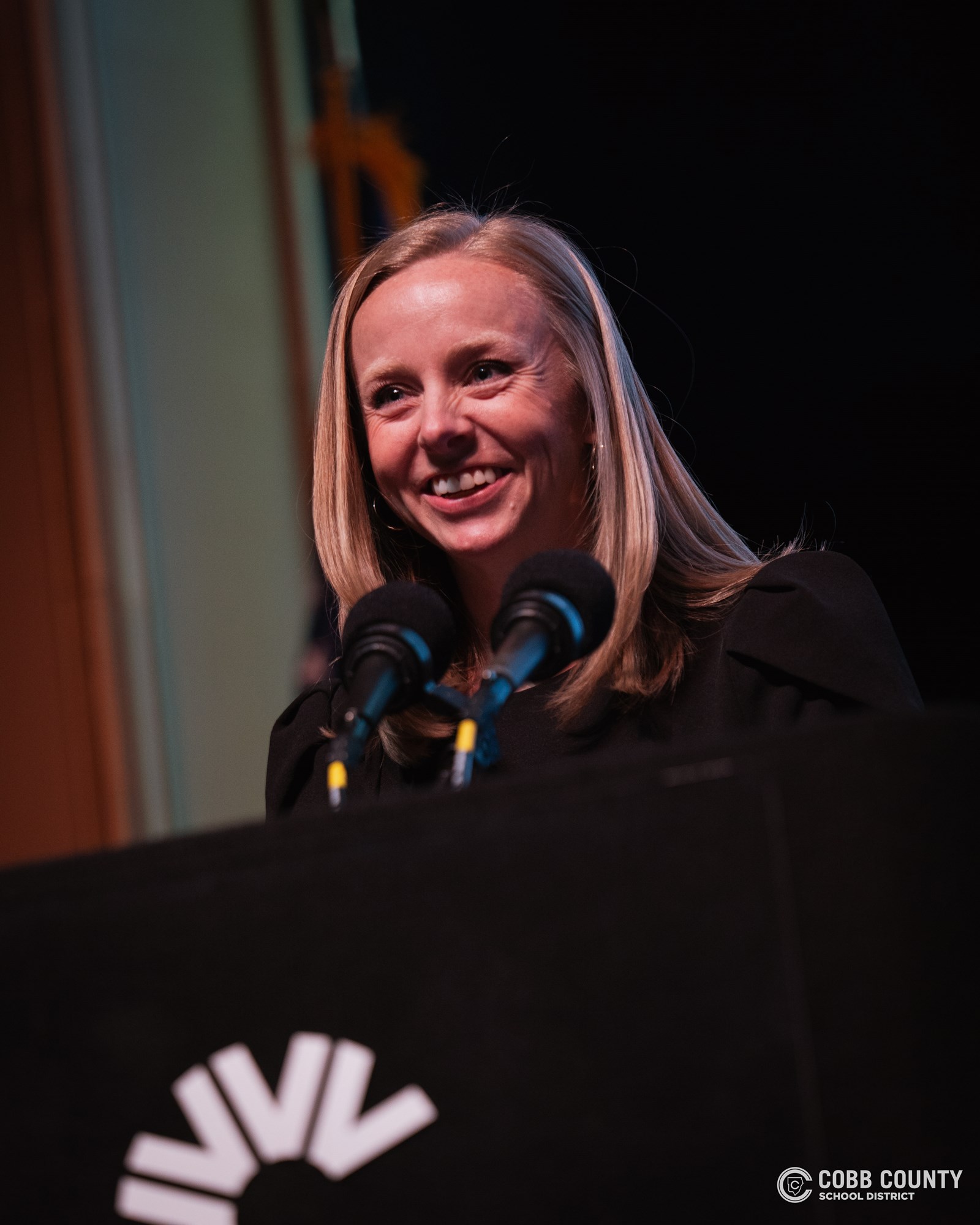Amanda Dillard speaking at ceremony
