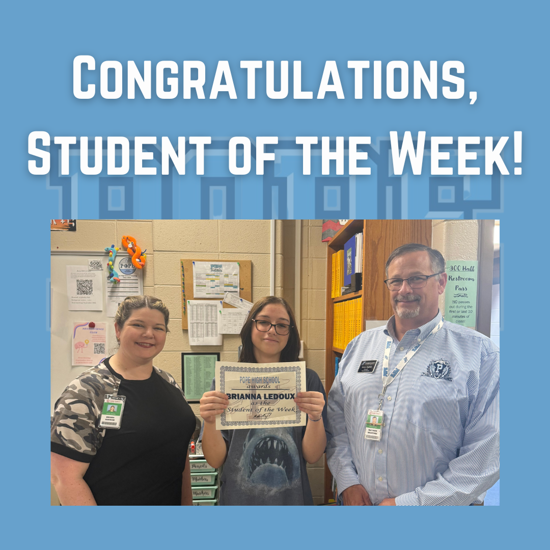 Student of the week with principal and teacher