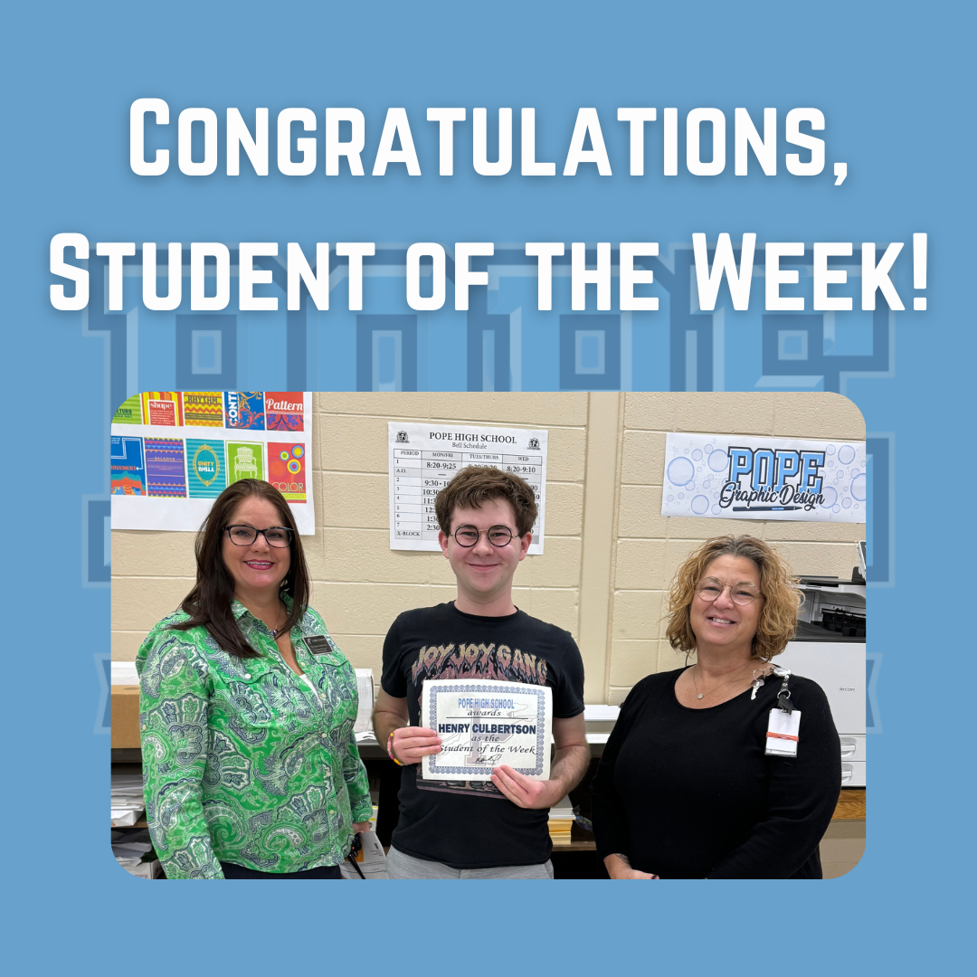 Student of the week with principal and teacher