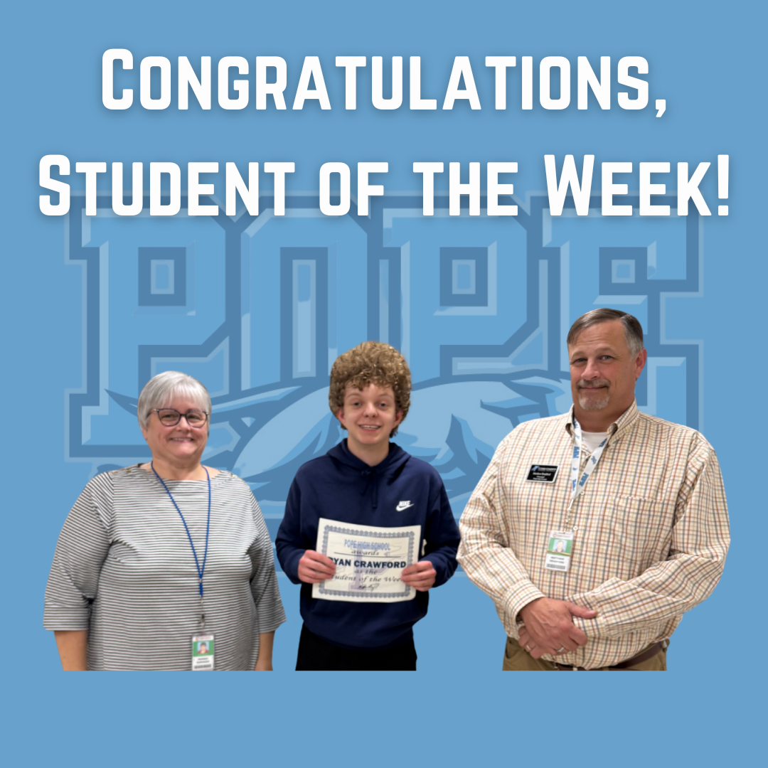 Student of the week with principal and teacher