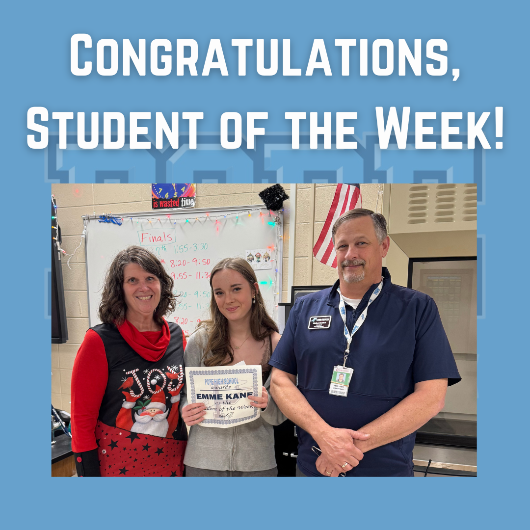 Student of the week with principal and teacher