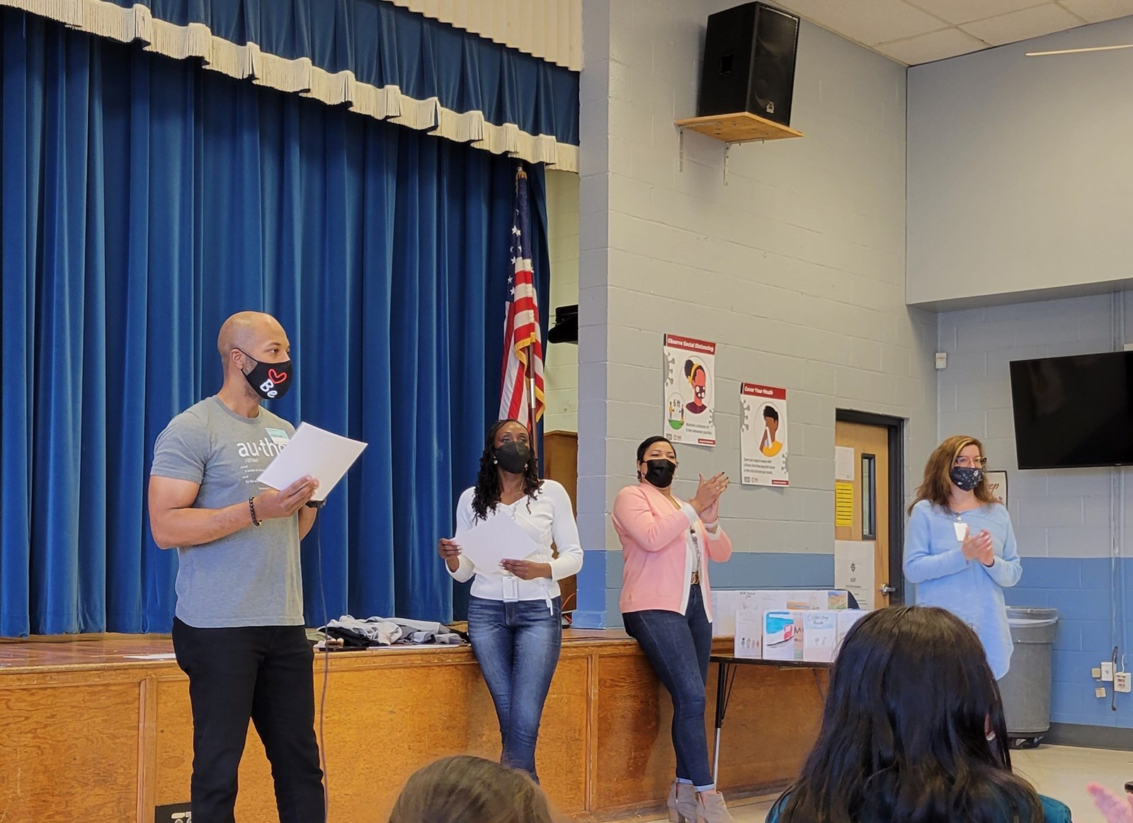 handing out certificates