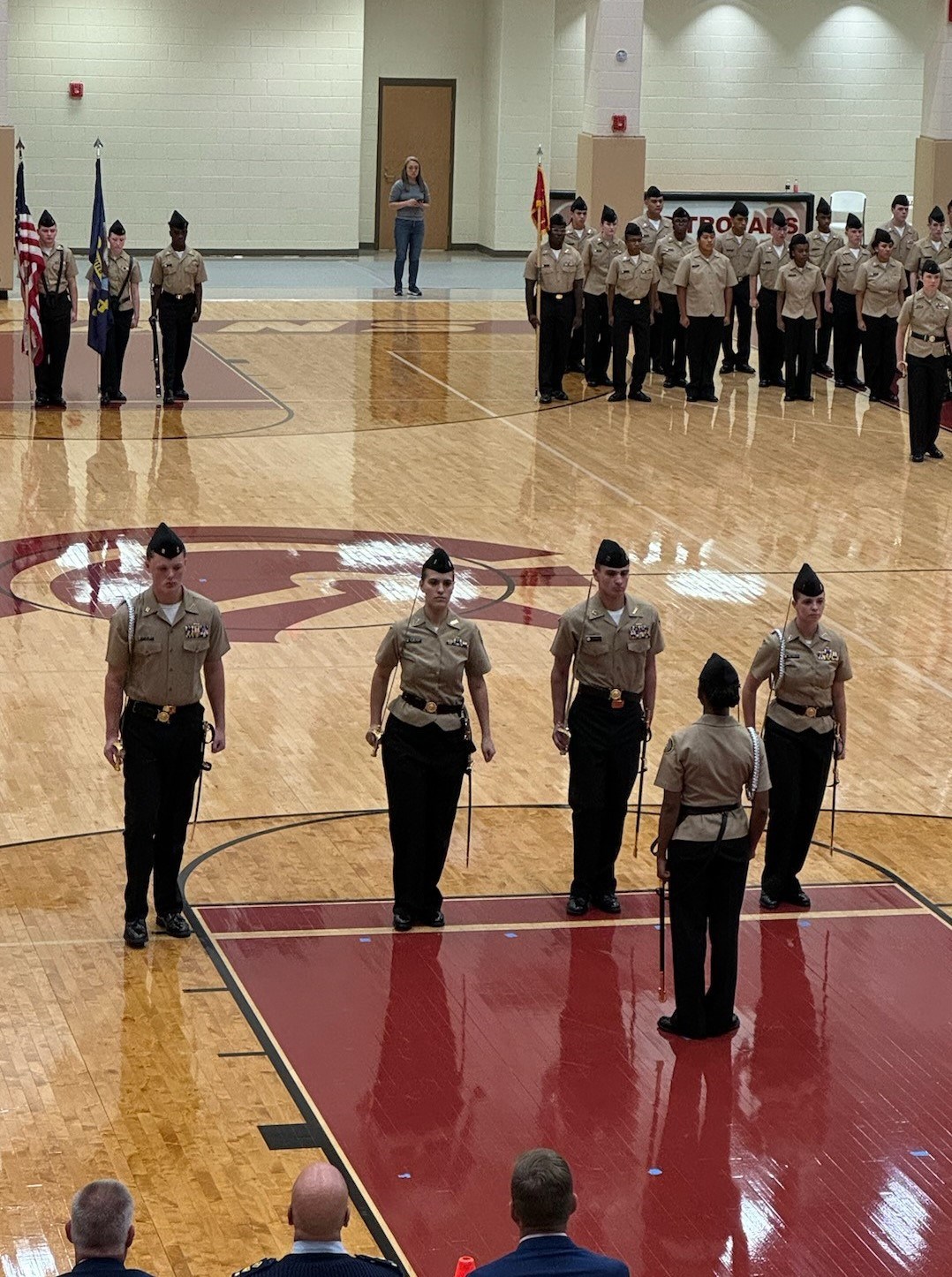 NJROTC students being inspected