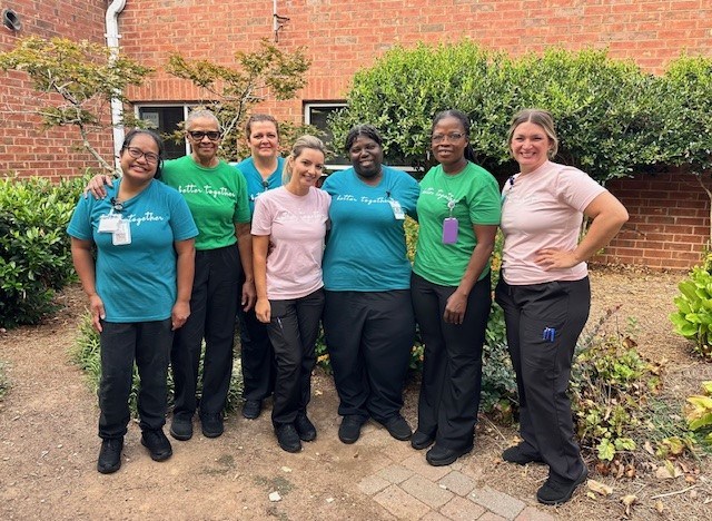 Cafe Staff Left to Right: Larrisa Sta Romano, Noville Edwards, Katie Bailey, Fitore Hajdini, Kay Linder, Mildred Abakah, and Brandy Forge