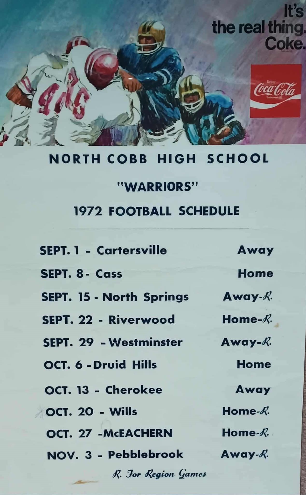 1972 Warrior Football Schedule
