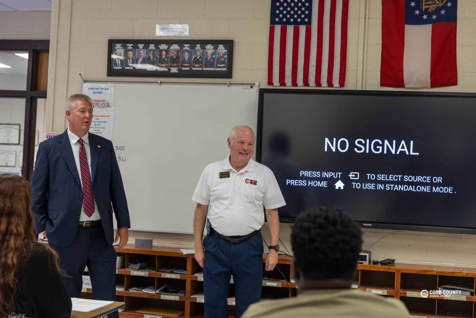 Cobb Schools Board Chair David Chastain visited Lassiter to celebrate the first day of school with students and staff.