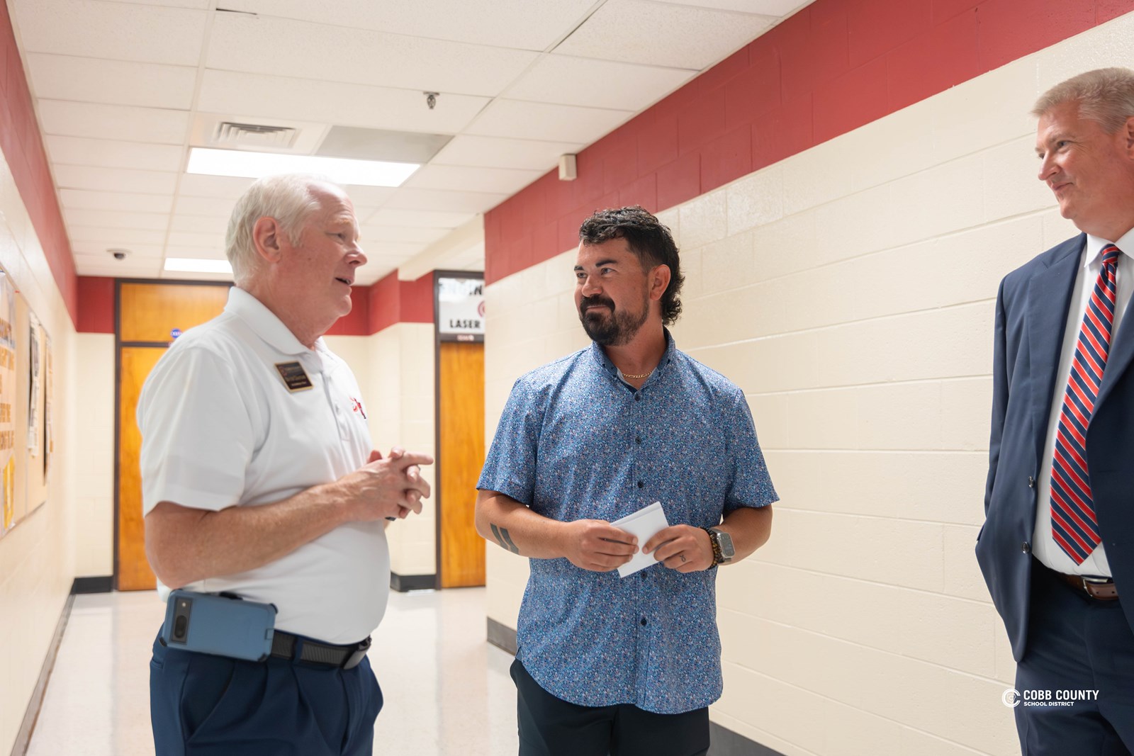 Cobb Schools Board Chair David Chastain visited Lassiter to celebrate the first day of school with students and staff.