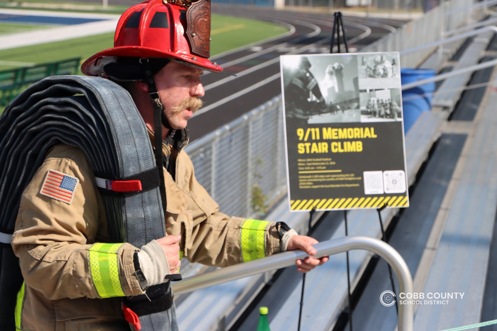 Step by step, Wheeler students and first responders honored the courage of those who climbed the towers on 9/11 to save others.
