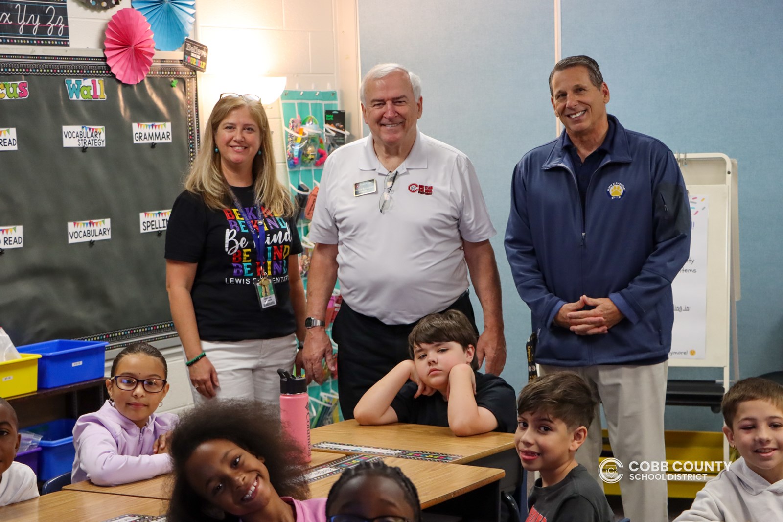 Cobb Schools Board Chair helped Lewis students and staff start the year with a warm welcome.