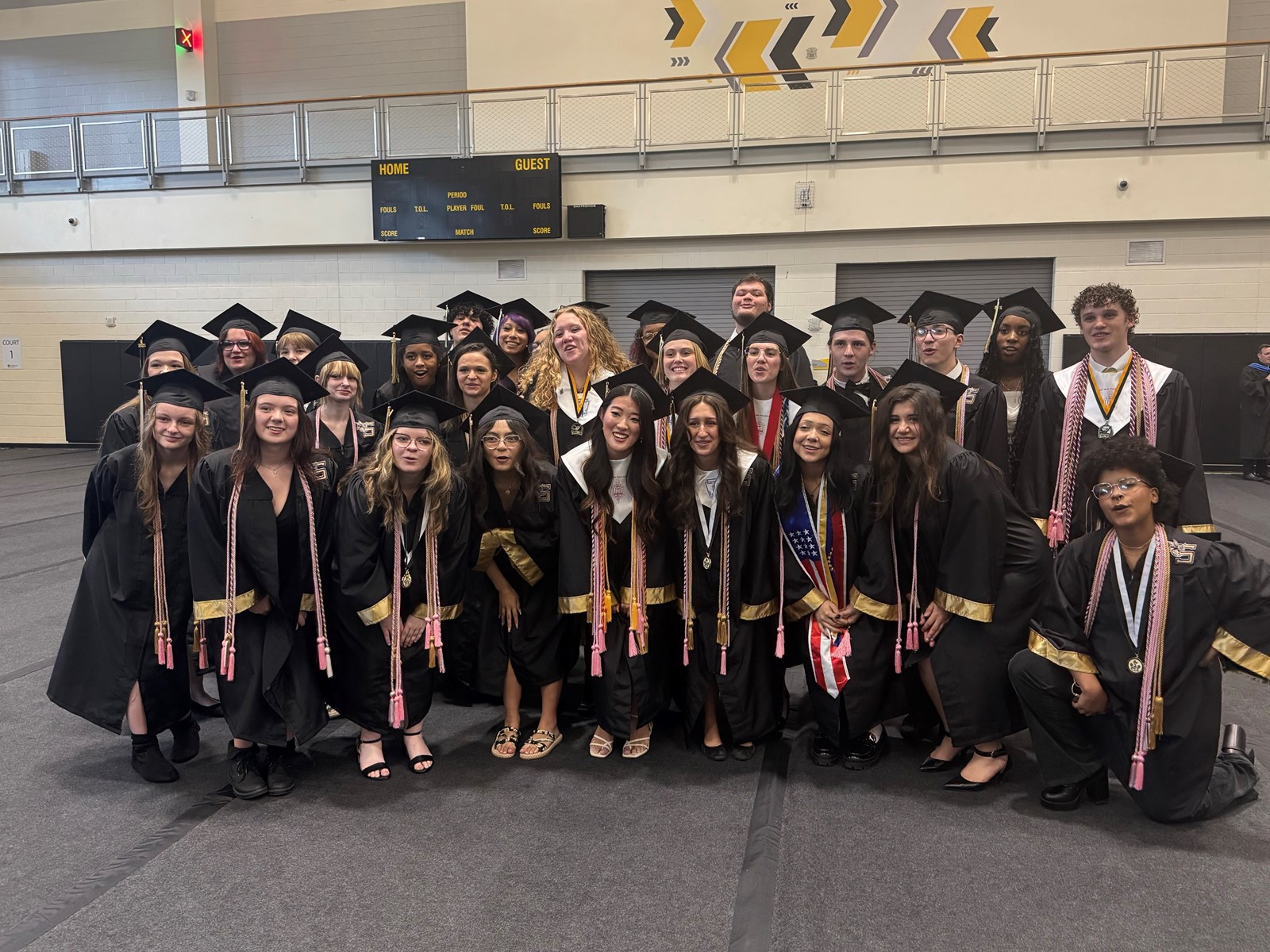 Sprayberry High School graduates celebrate before the start of their commencement ceremony.