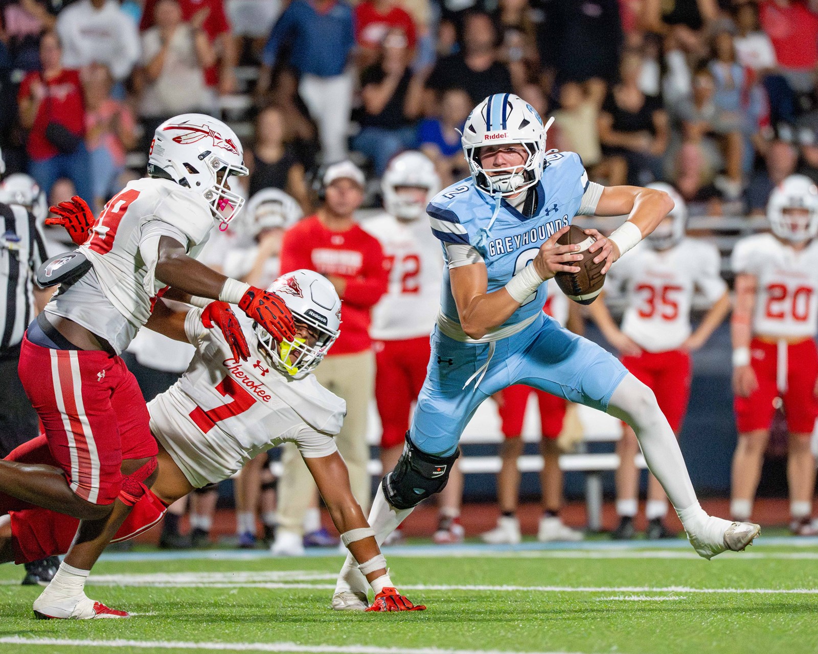 Greyhounds showing grit and determination in their matchup with Cherokee. Action photos provided to Cobb Schools courtesy of Mark He.
