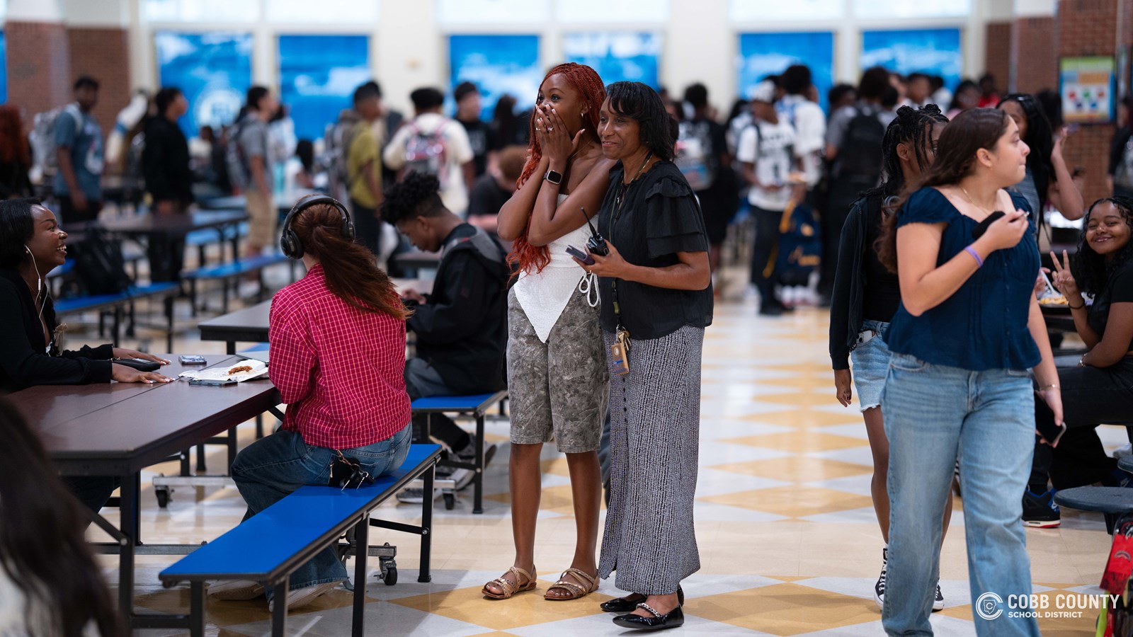 McEachern High School students enjoy catching up with friends and fueling up for a successful school year during their first lunch of the year.