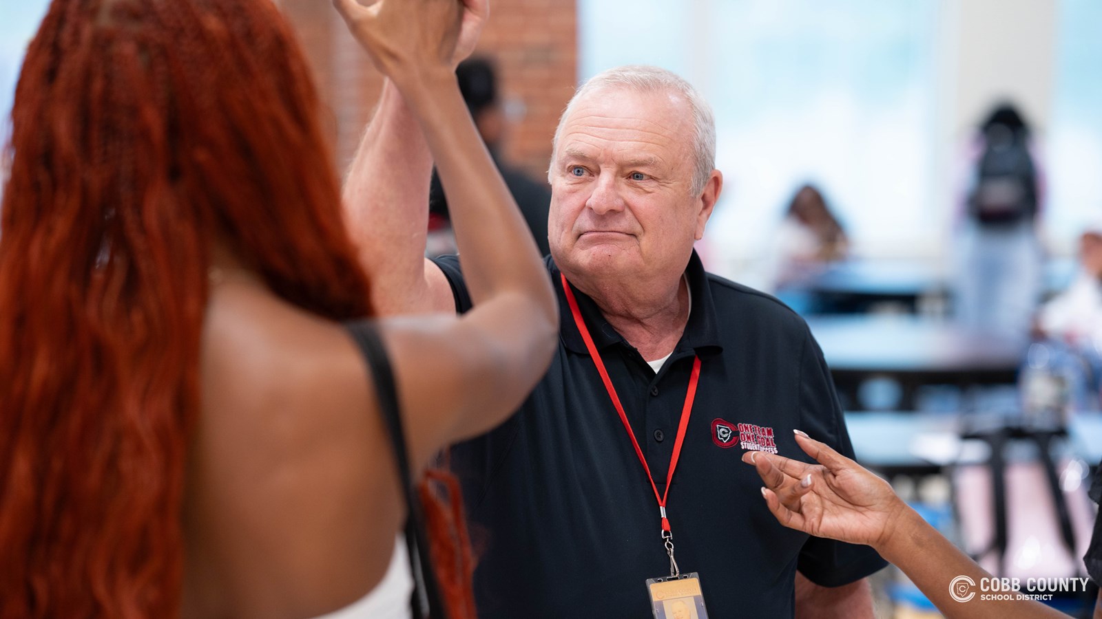 Cobb Schools Board Member Brad Wheeler greets students and teachers at McEachern High School, helping kick off a strong start to the 2025–2026 school year.