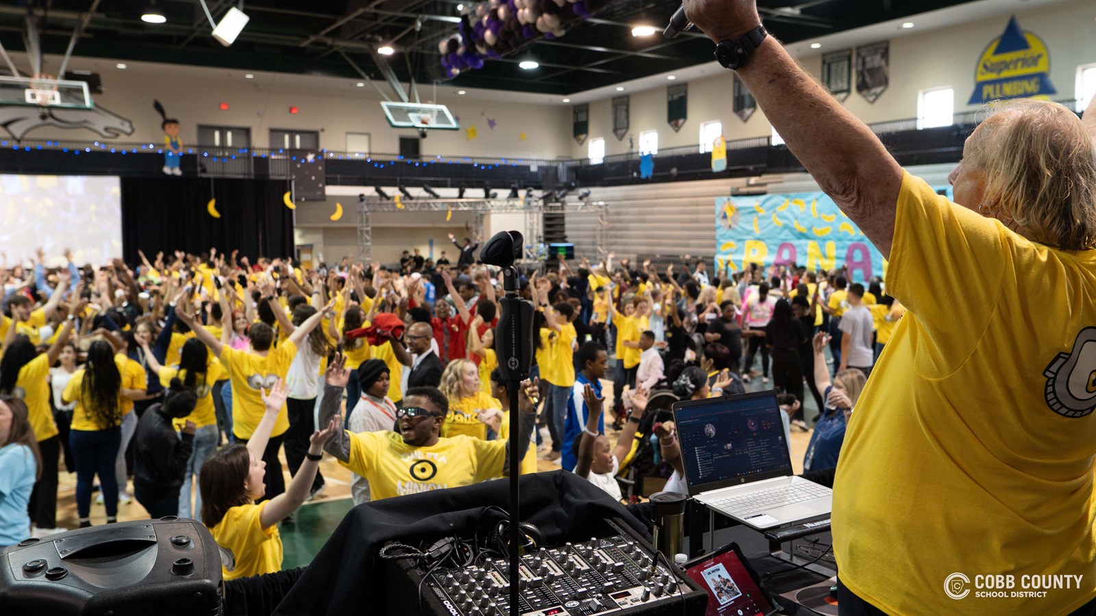 Special student guests from across Cobb County and Kennesaw Mountain High School student volunteers fill the gym with energy, laughter, and non-stop moves at the much-anticipated Dance of the Year!