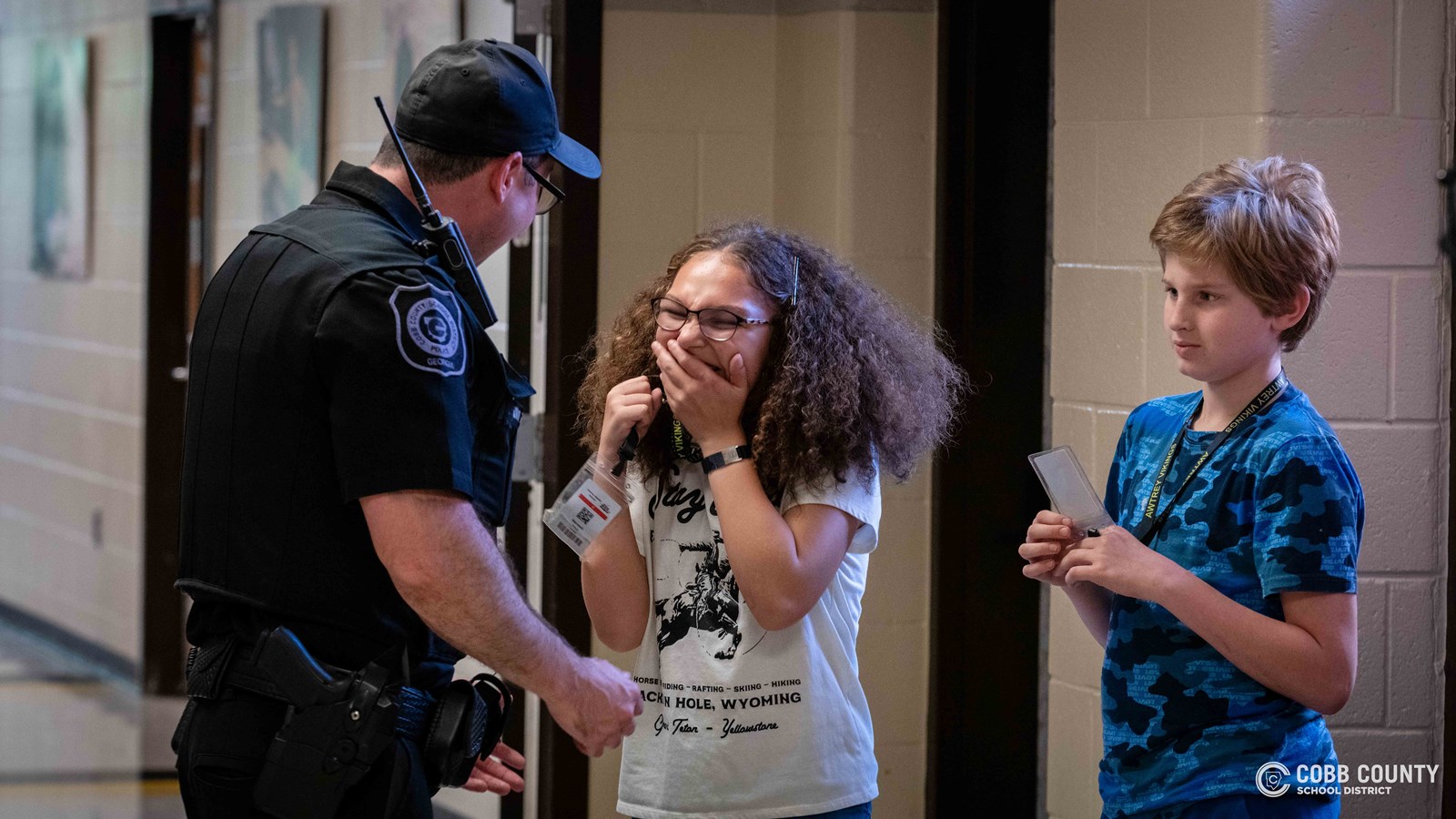 Officer Hurley with students