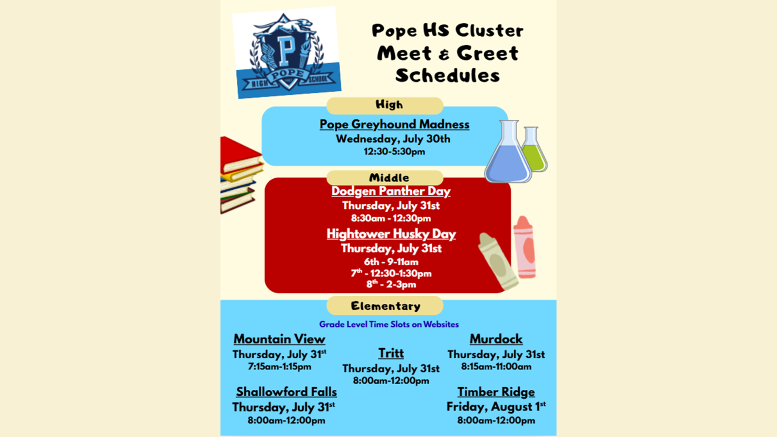 pope cluster meet and greet schedule