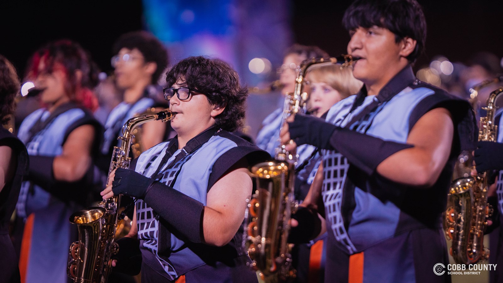 Kell Marching Band saxophonists