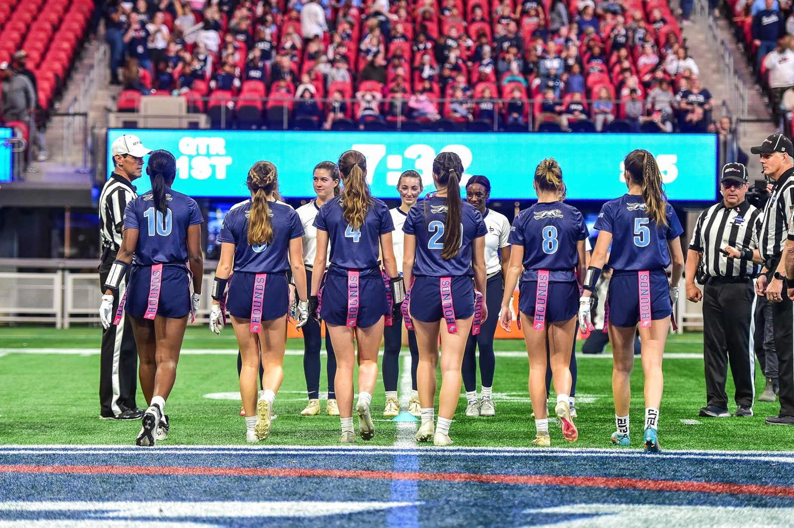 flag football team captains lined up