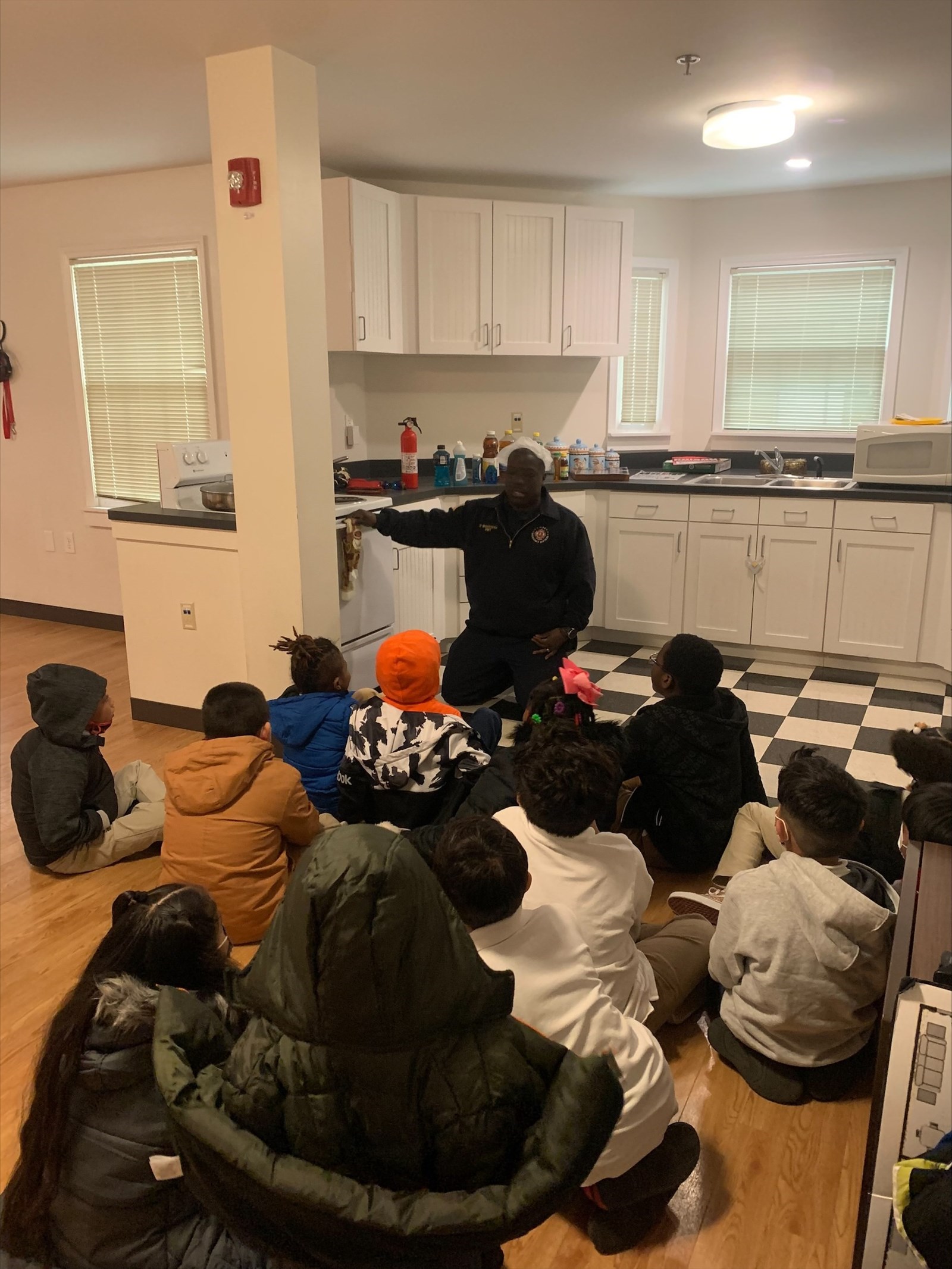 student lesson on safety in kitchen