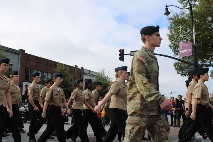 njrotc students marching in parade