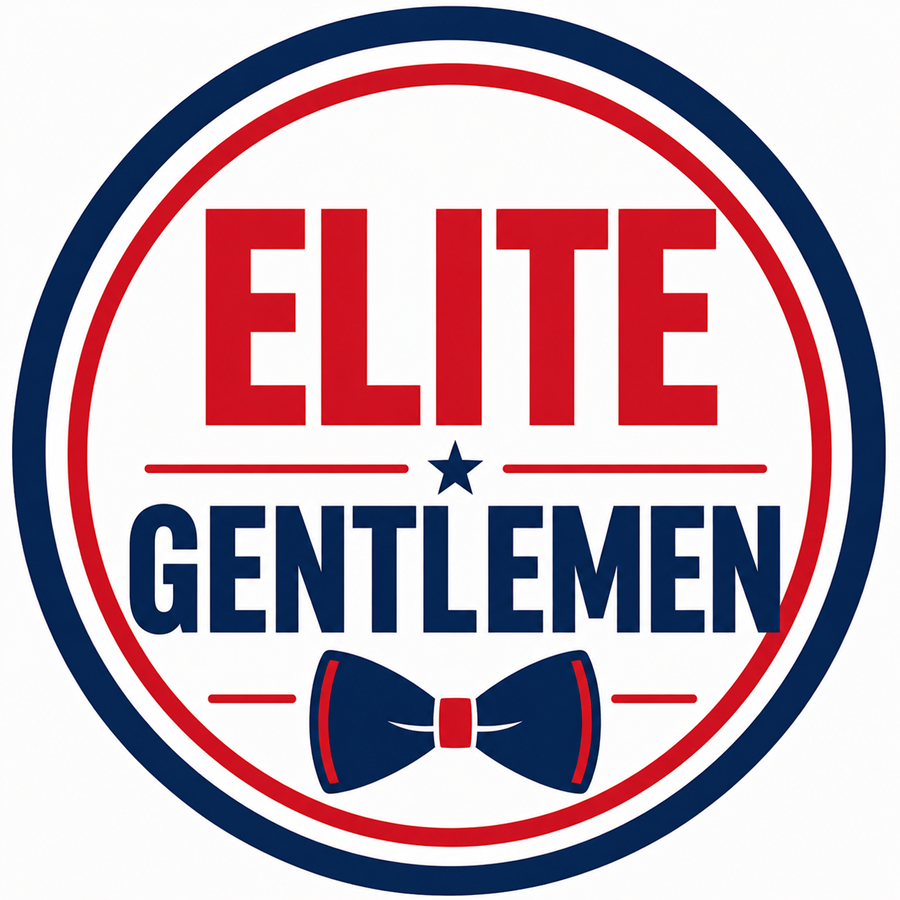 Elite gentlemen in a circle with a bowtie