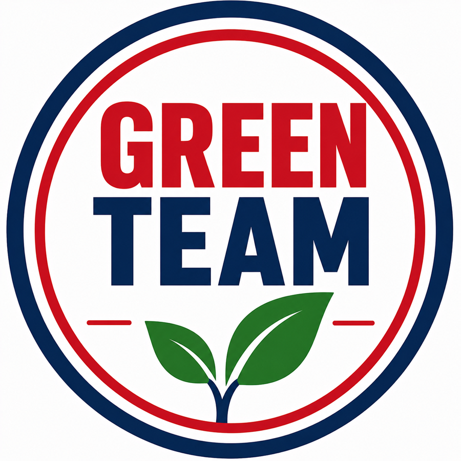 Green Team in a circle with a leaf