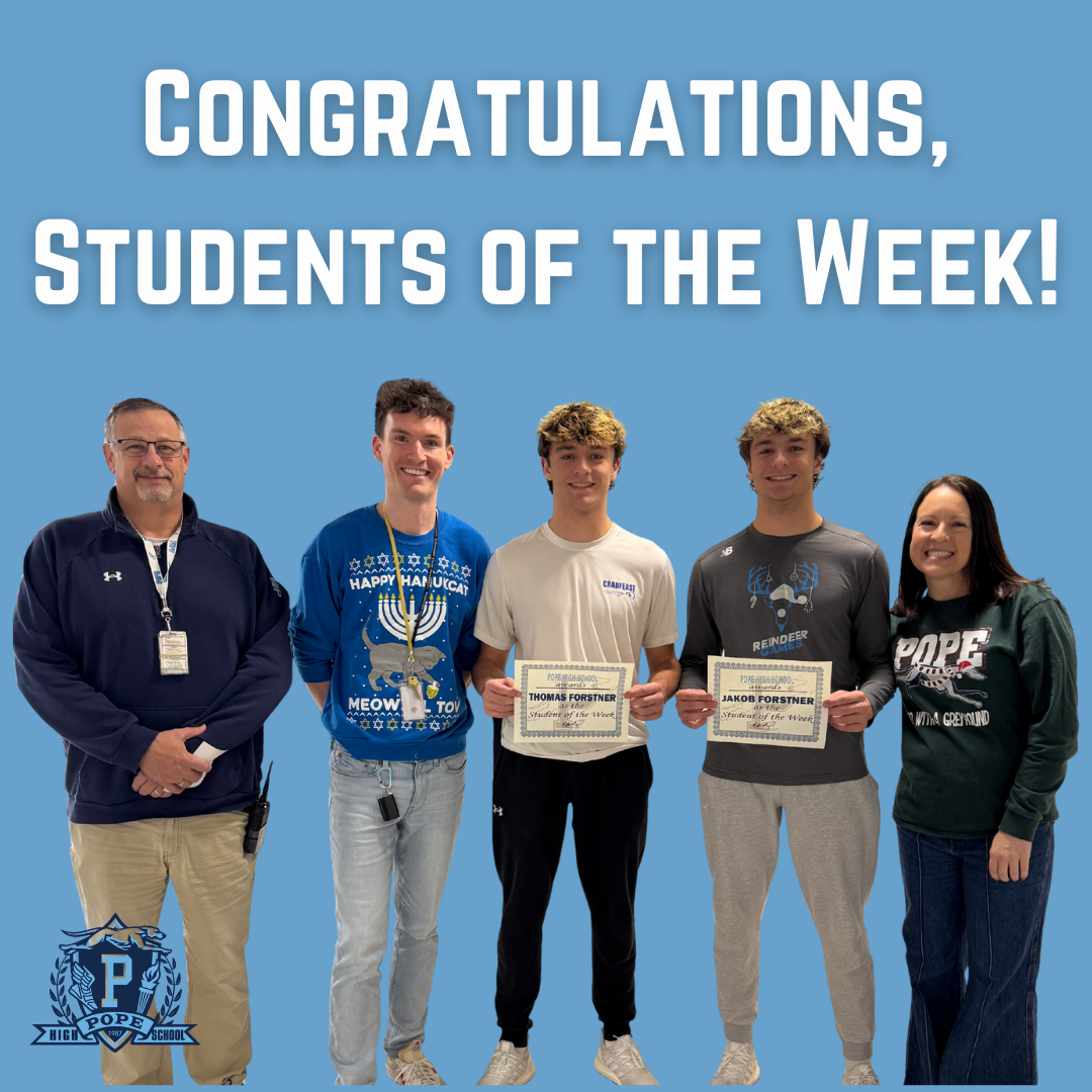 students of the week with principal and teachers