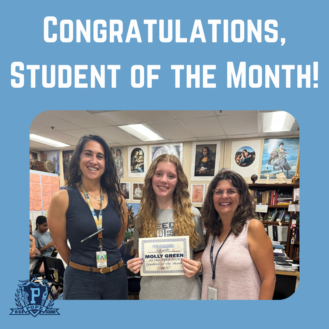 student of the month with principal, coach, teacher, and class