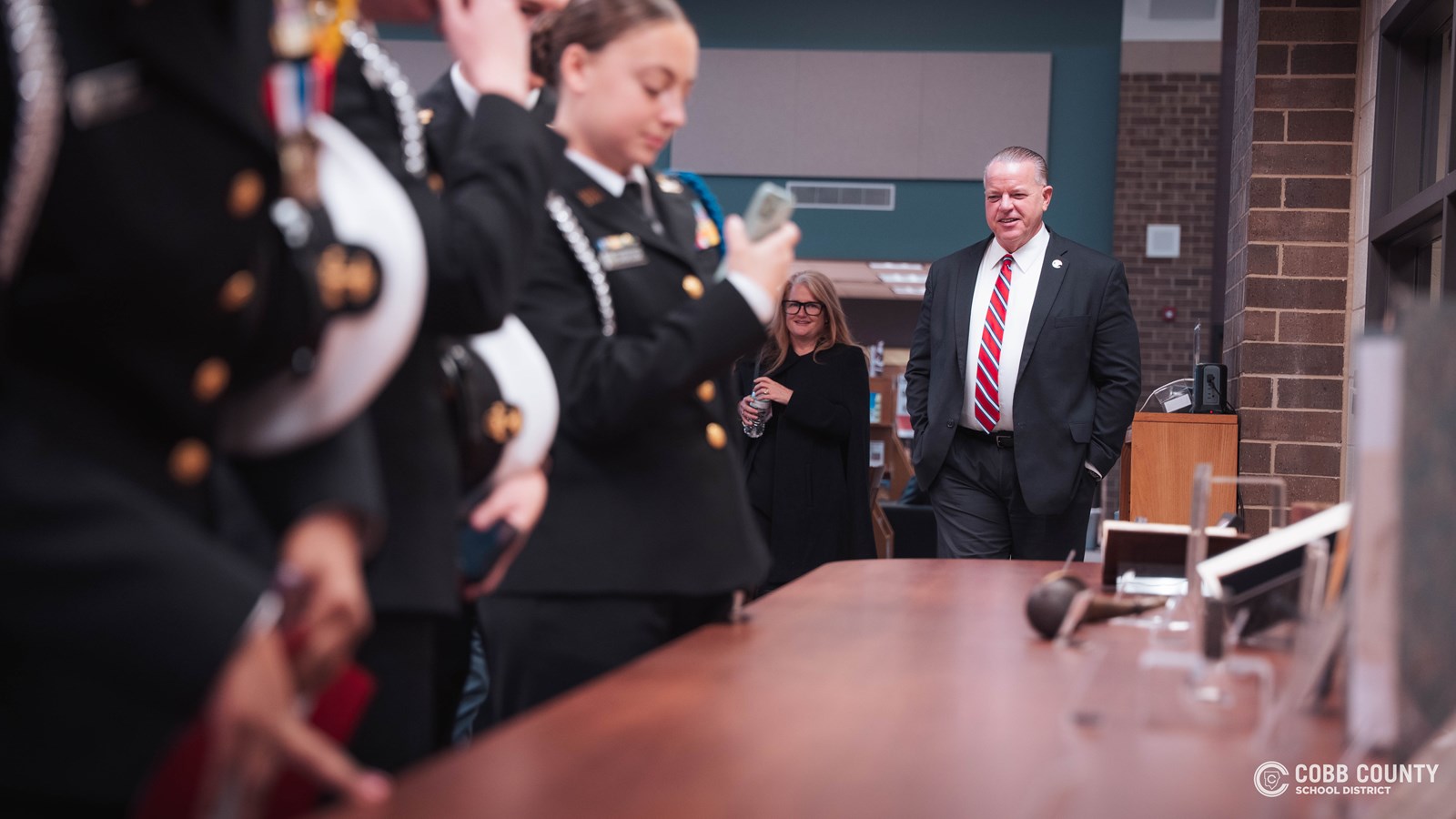 Superintendent Ragsdale with students