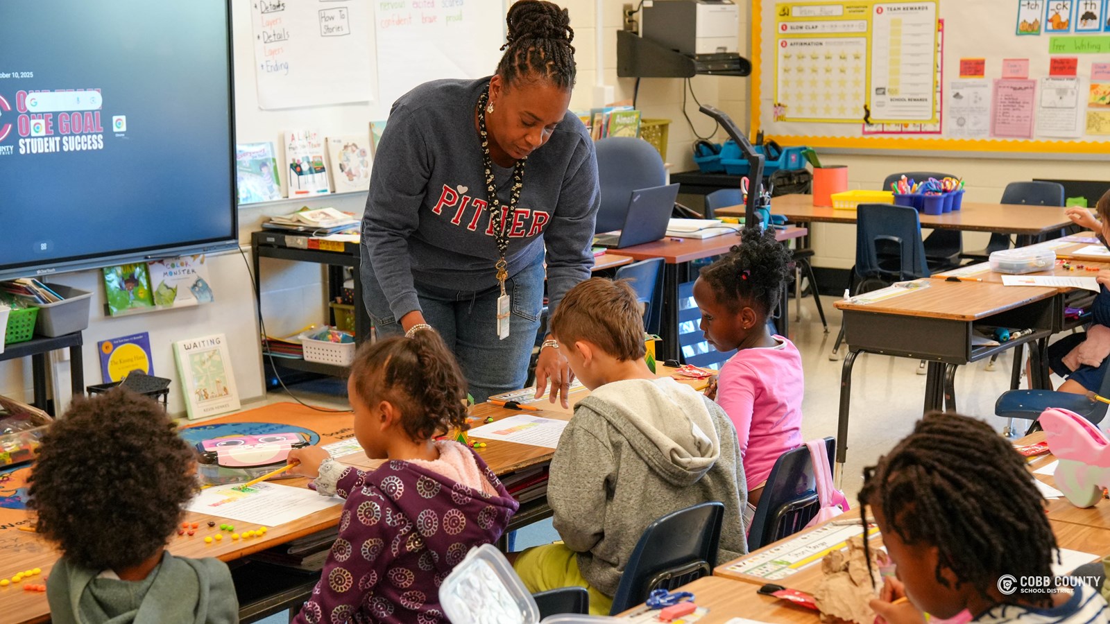 Michelle Lanier teaches her first grade class at Pitner Elementary.
