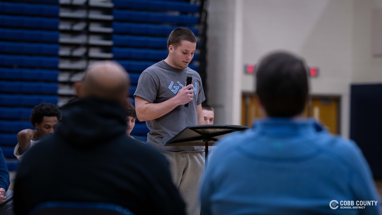 Pope senior Drew Abney begins thanking his parents