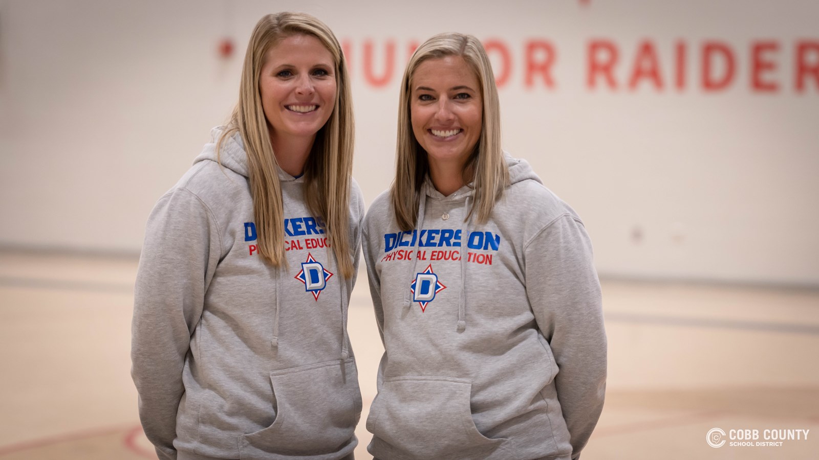 Megan Fisher and Maureen McLaughlin in Dickerson Middle School's gym