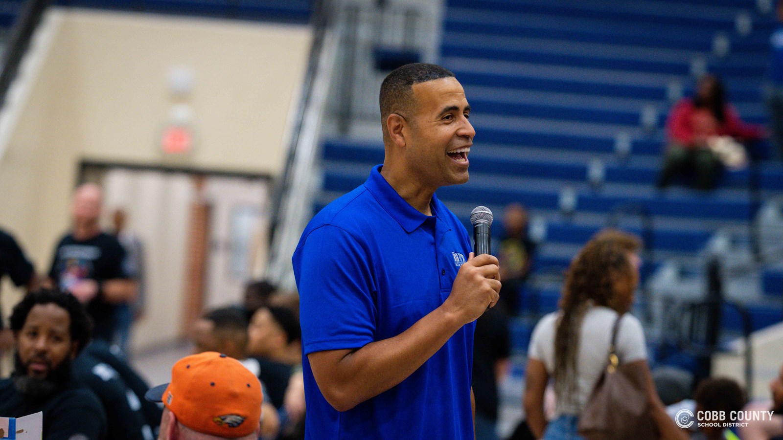 WSB's Fred Blankenship addresses the crowd