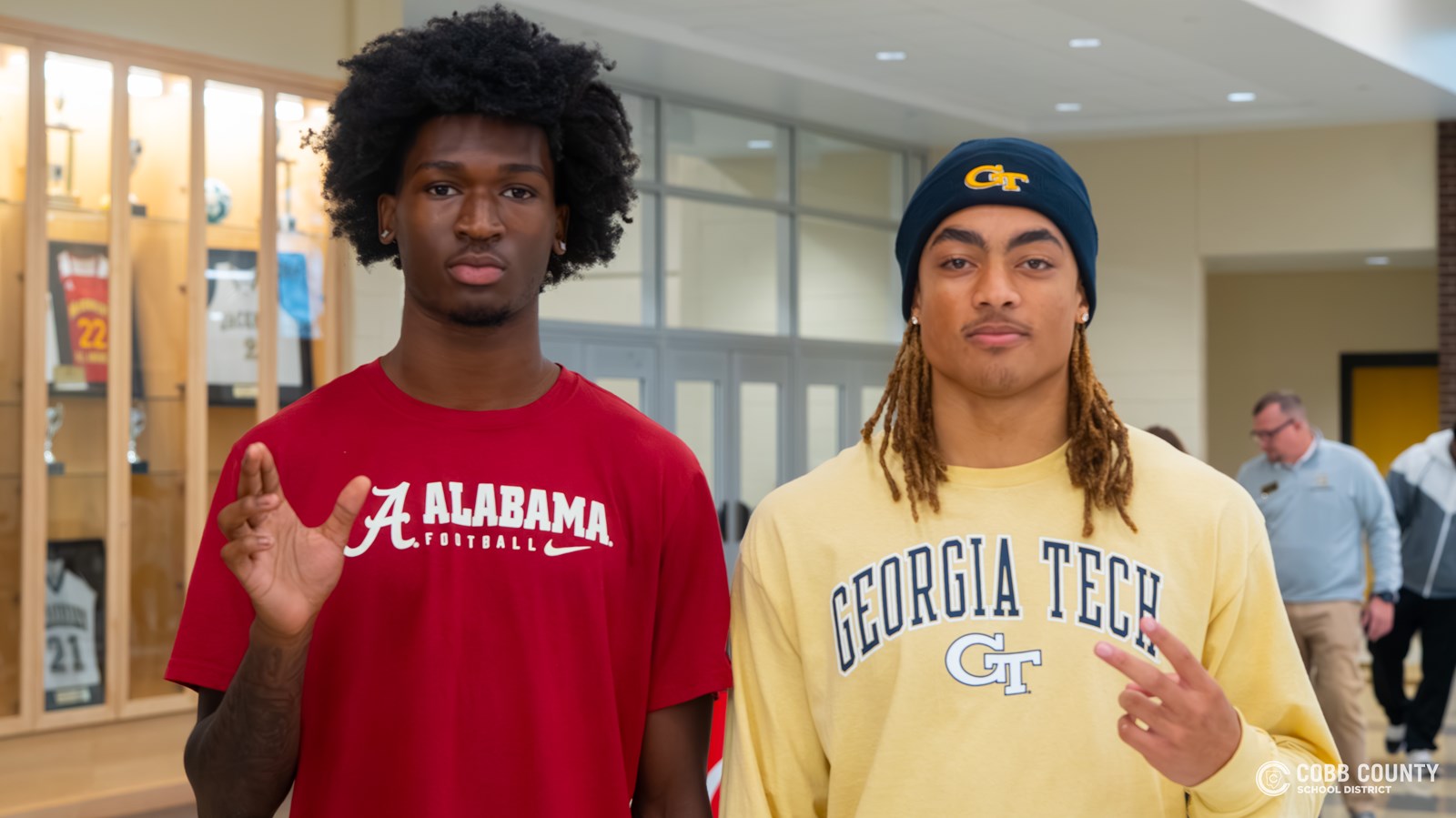 Sprayberry standouts Jorden Edmonds (L) and Kealan Jones (R) celebrate their college decisions