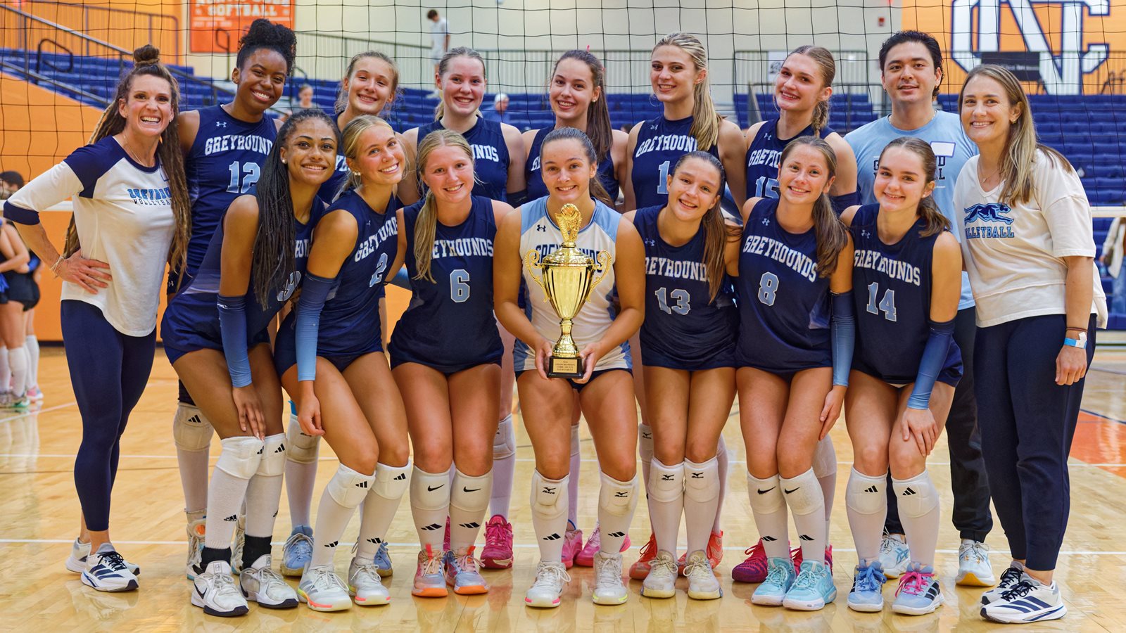 Pope's volleyball team poses with the Cobb County Tournament trophy