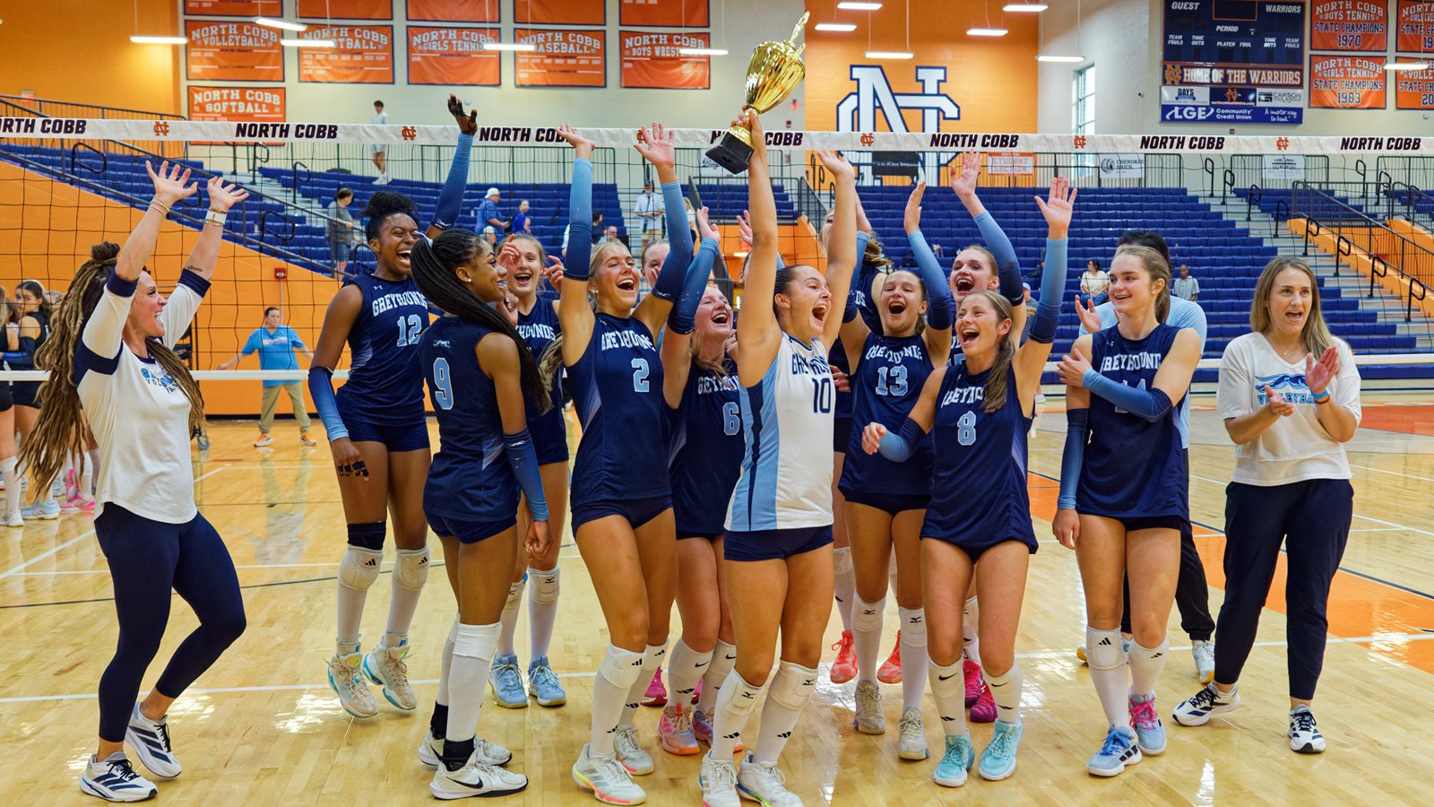 Pope's volleyball team celebrates the championship