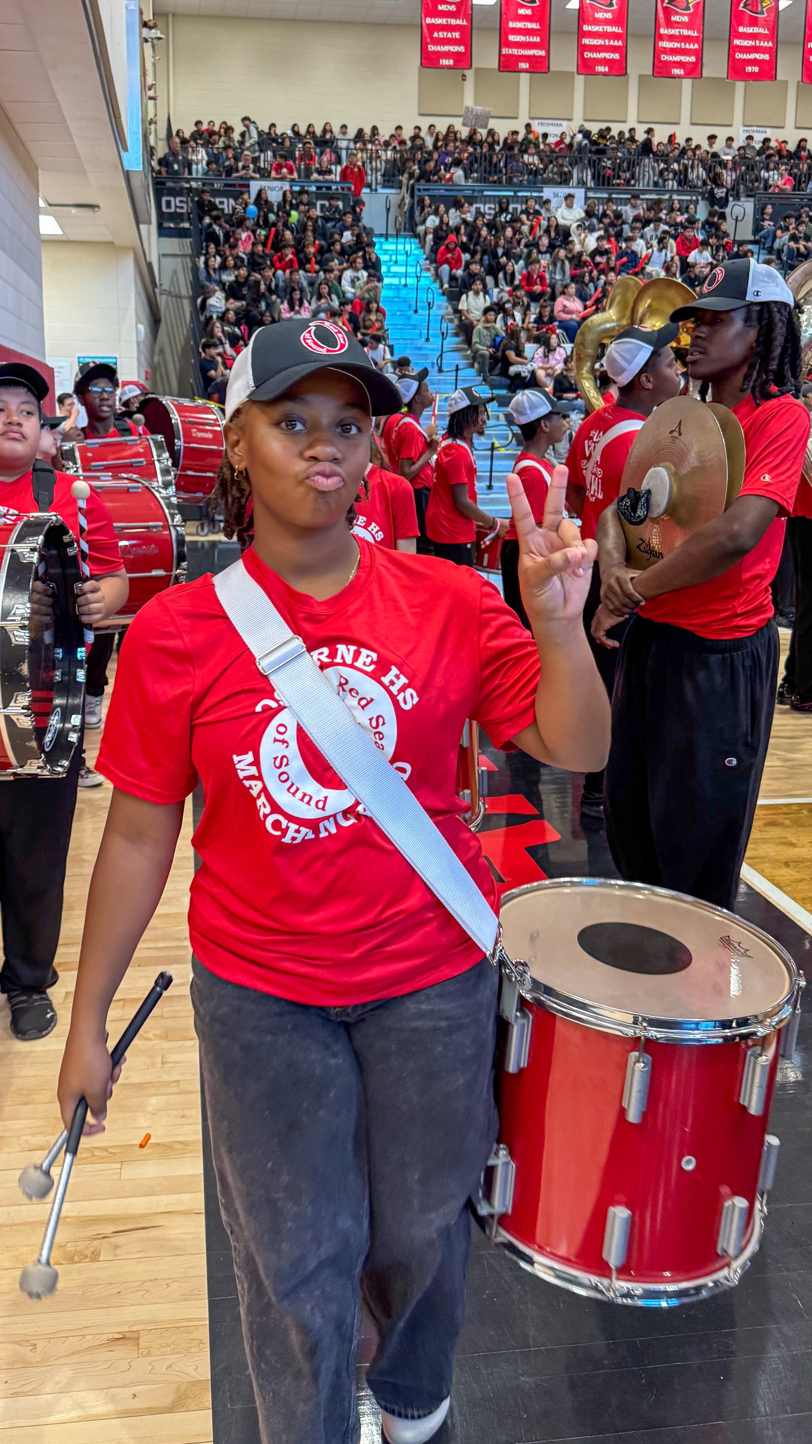Khamiyah ready to perform with the Osborne drumline