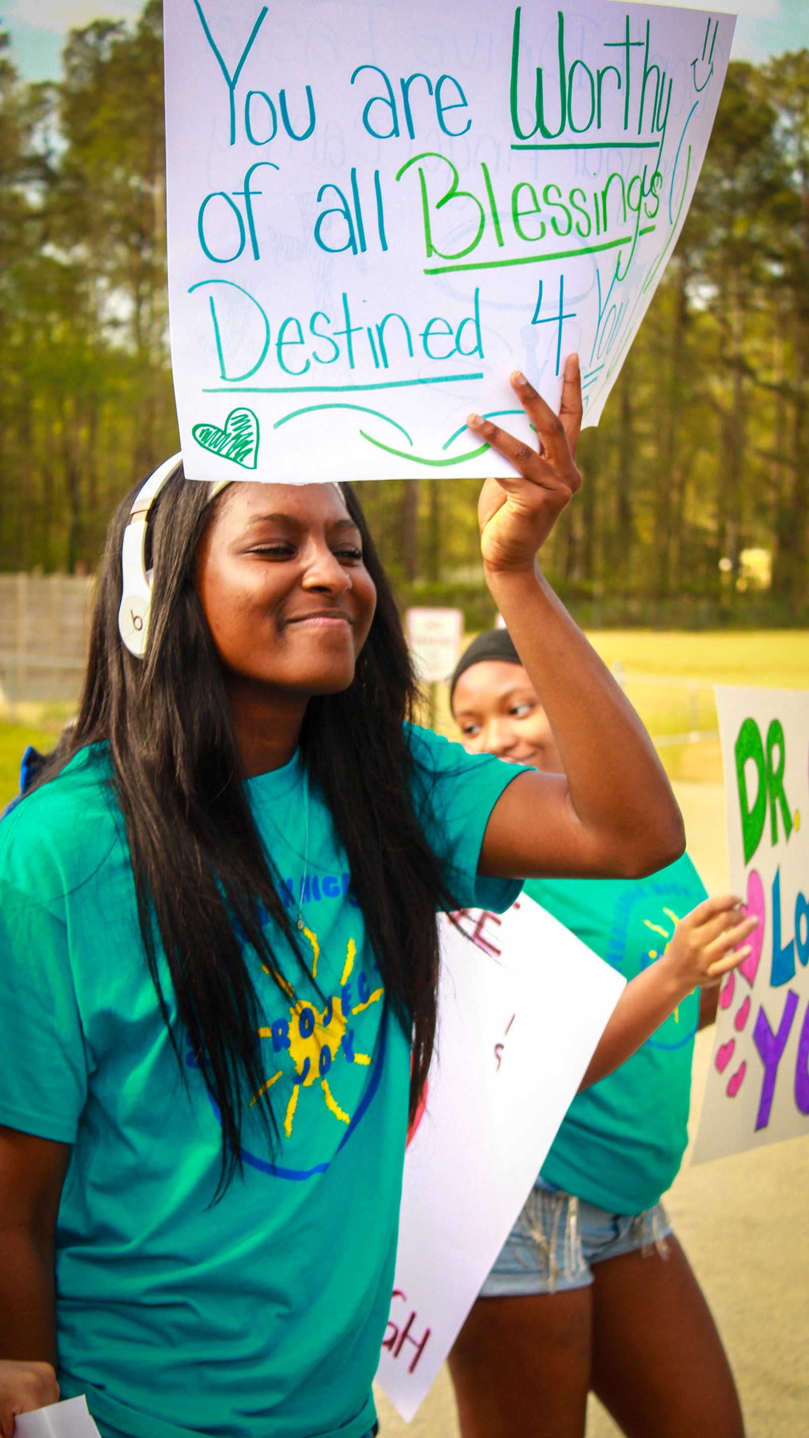 Pebblebrook students shared signs of affirmation during the March for Joy