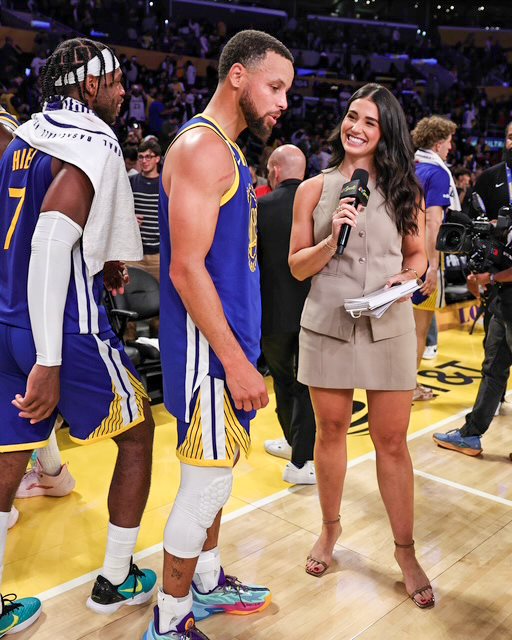 Ashley ShahAhmadi interviews Steph Curry on the court