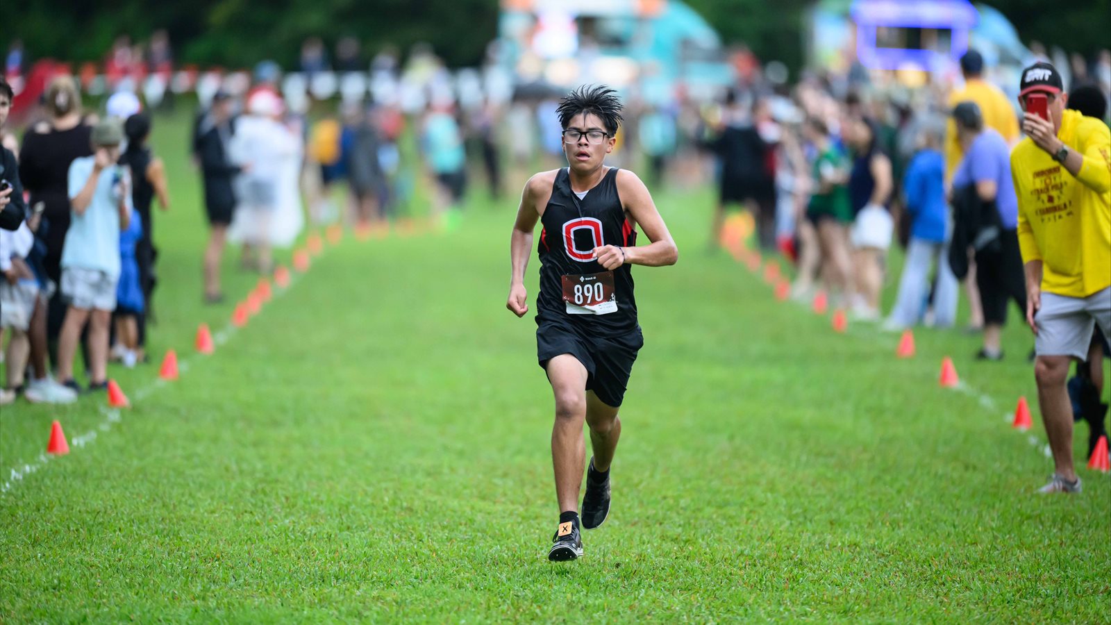 Osborne's Diego Valenzuela approaching the finish line