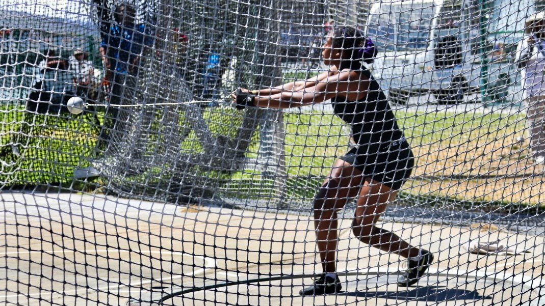 Pebblebrook's Jonae' Holder spins into her hammer throw at the National Championships