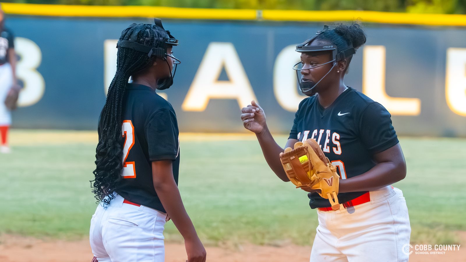 South Cobb's Janiya Fields helps a teammate with the game
