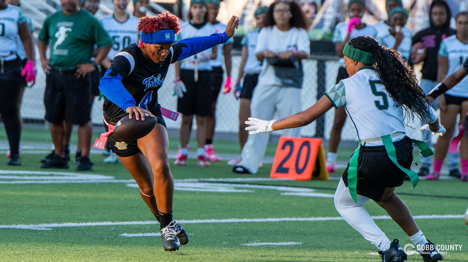 McEachern's Ava Couzens readies to avoid the defense