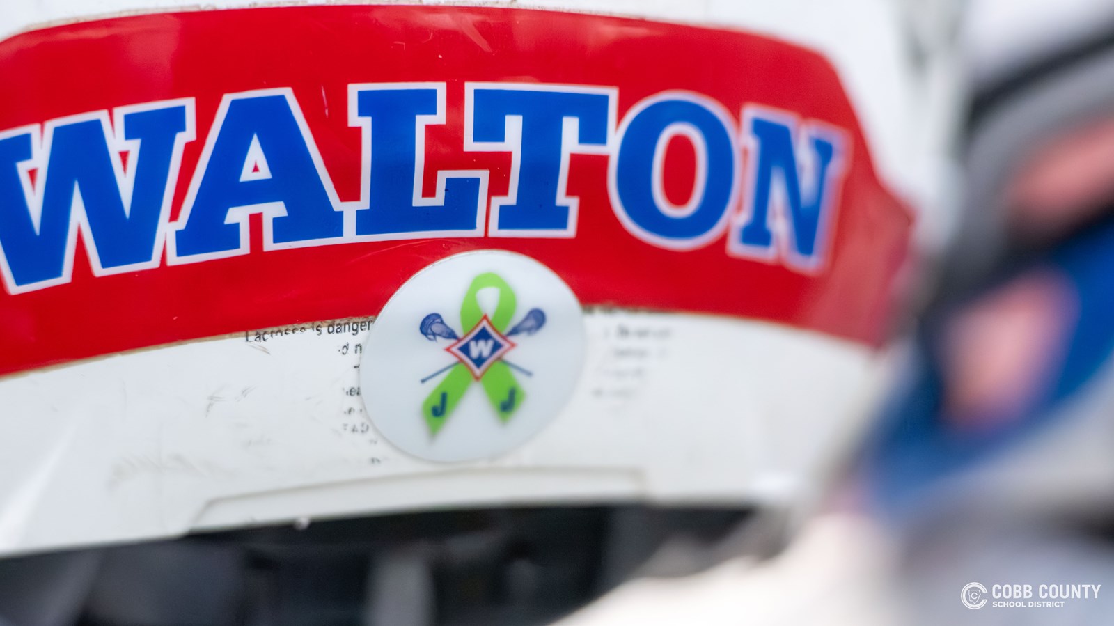 Closeup of the JJ helmet sticker