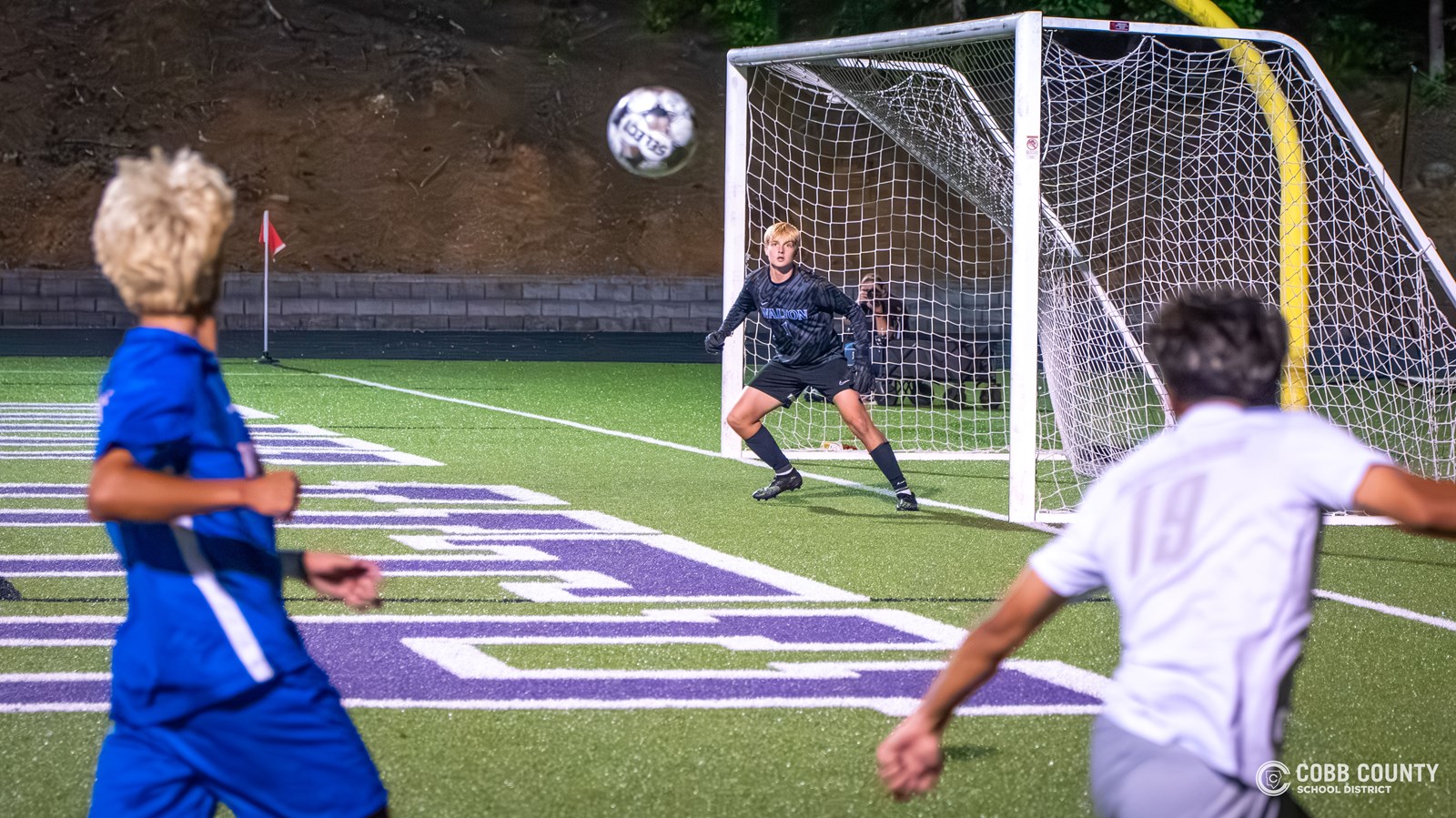 Walton senior keeper Jake Mundy eyes the ball coming in