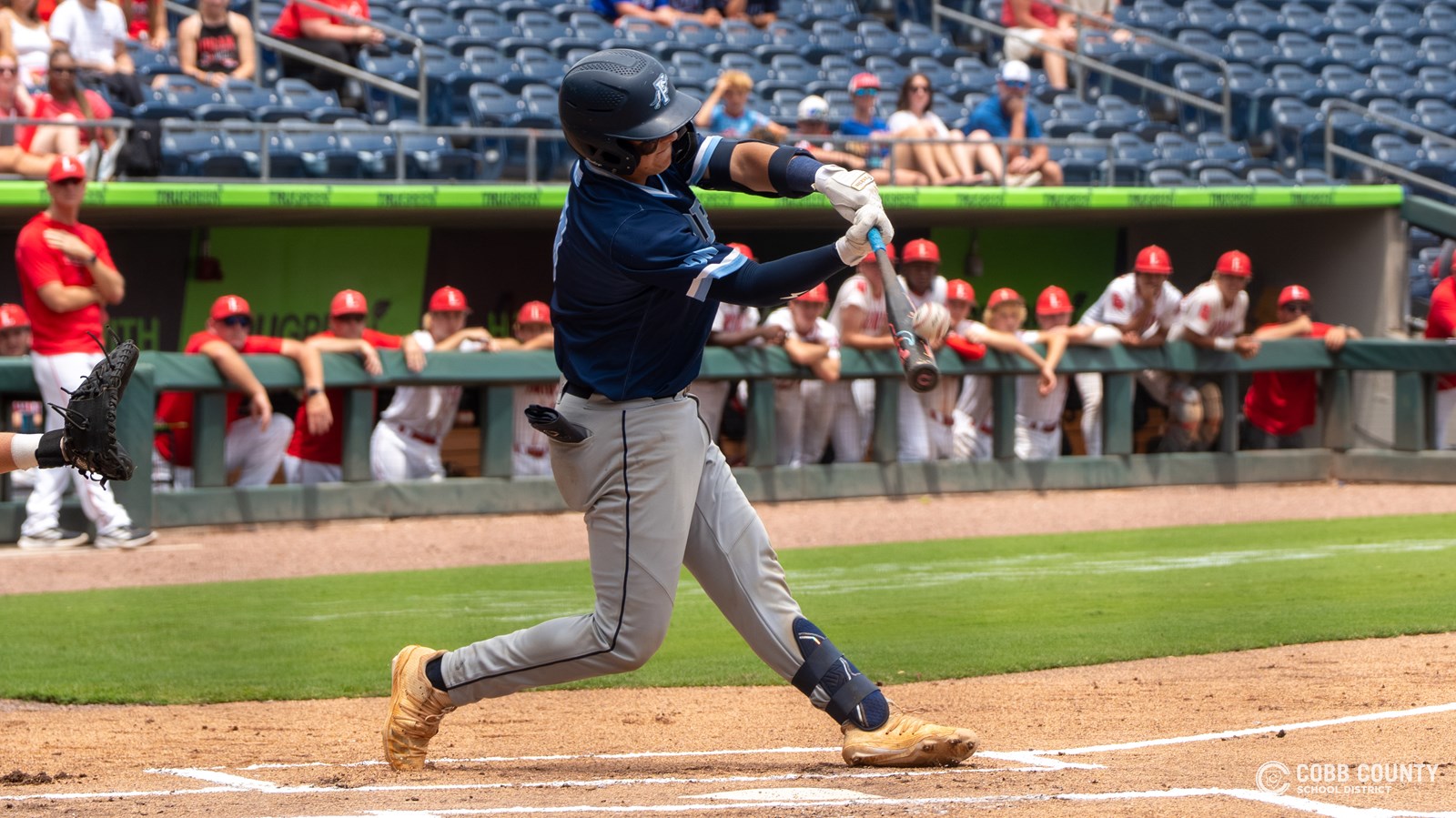 Pope junior Jensen Morneau connects with the pitch