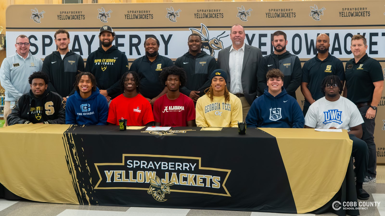 Seven Sprayberry players were celebrated on National Signing Day