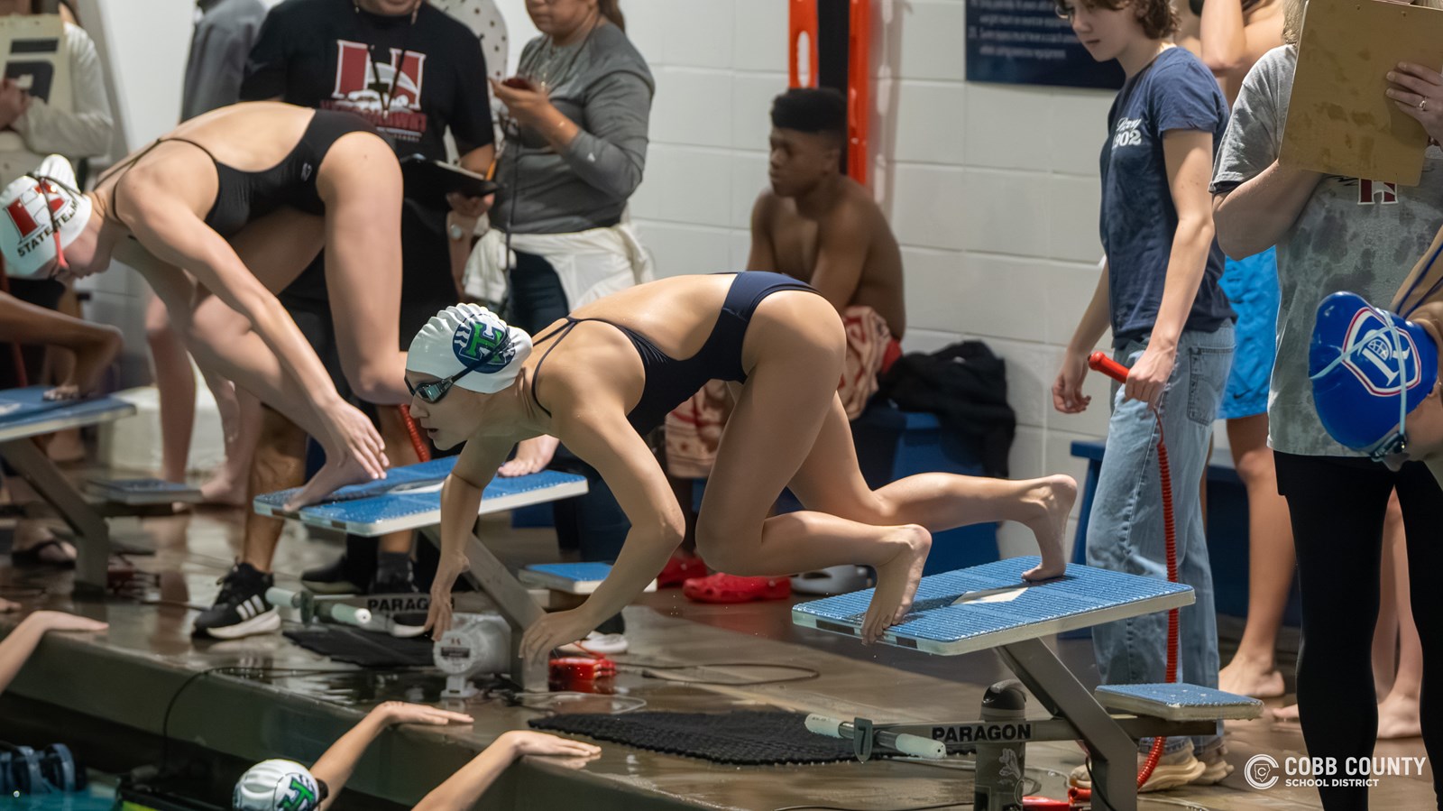 Isabella Parrenas begins her launch into the water