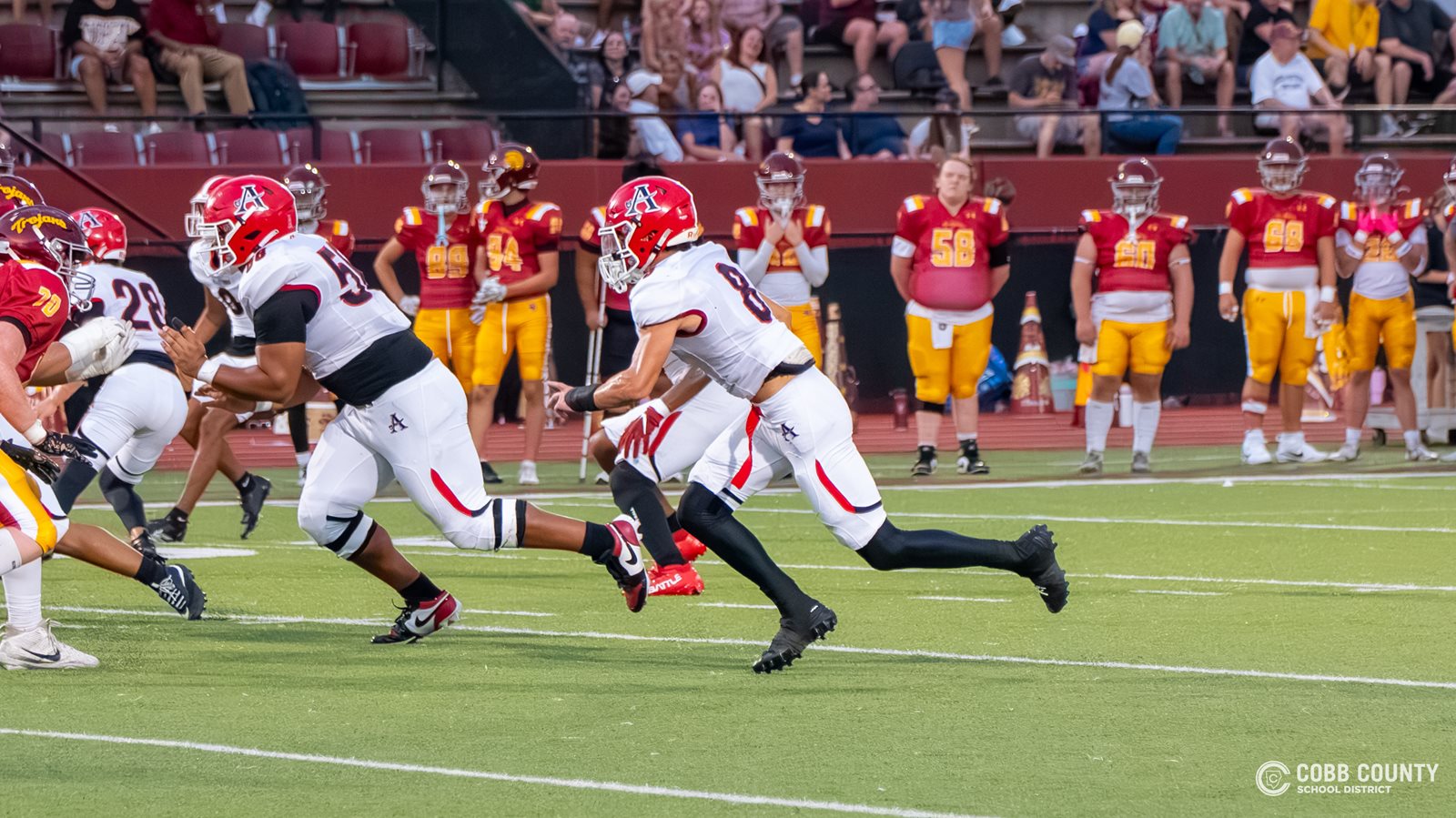 Allatoona's Aidan Dupree rushes the passer