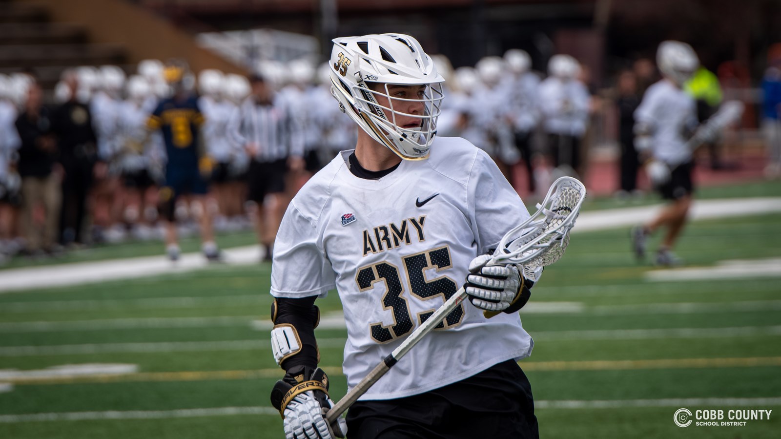 Army's Brayden Fountain on the field during game action